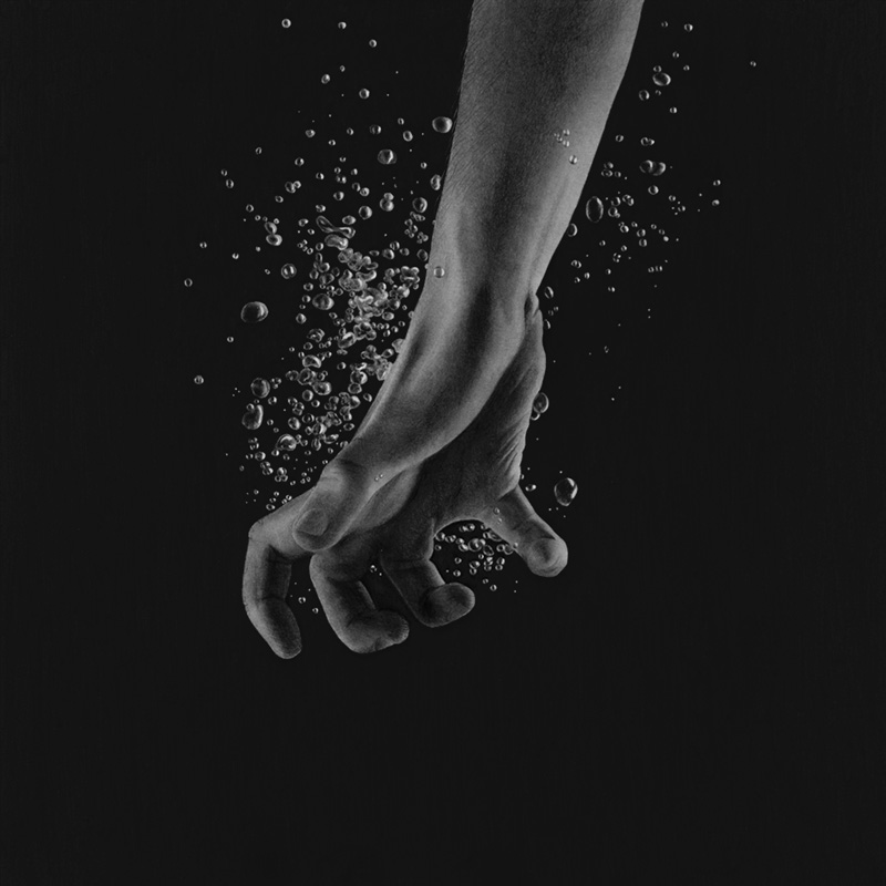A drawing of a hand and water by Emma Towers-Evans, from her 30 series - Day 12: Frustration