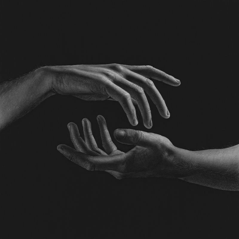A drawing of hands by Emma Towers-Evans, from her 30 series - Anticipation